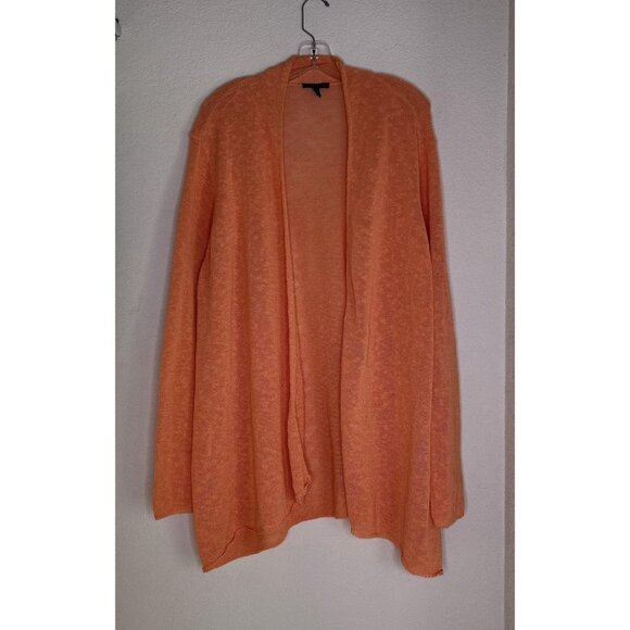 Eileen Fisher Cardigan Womens 3X Orange Open Front Linen Cotton Lightweight - Picture 1 of 10